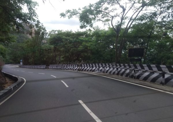 front view of road inside balaji travles